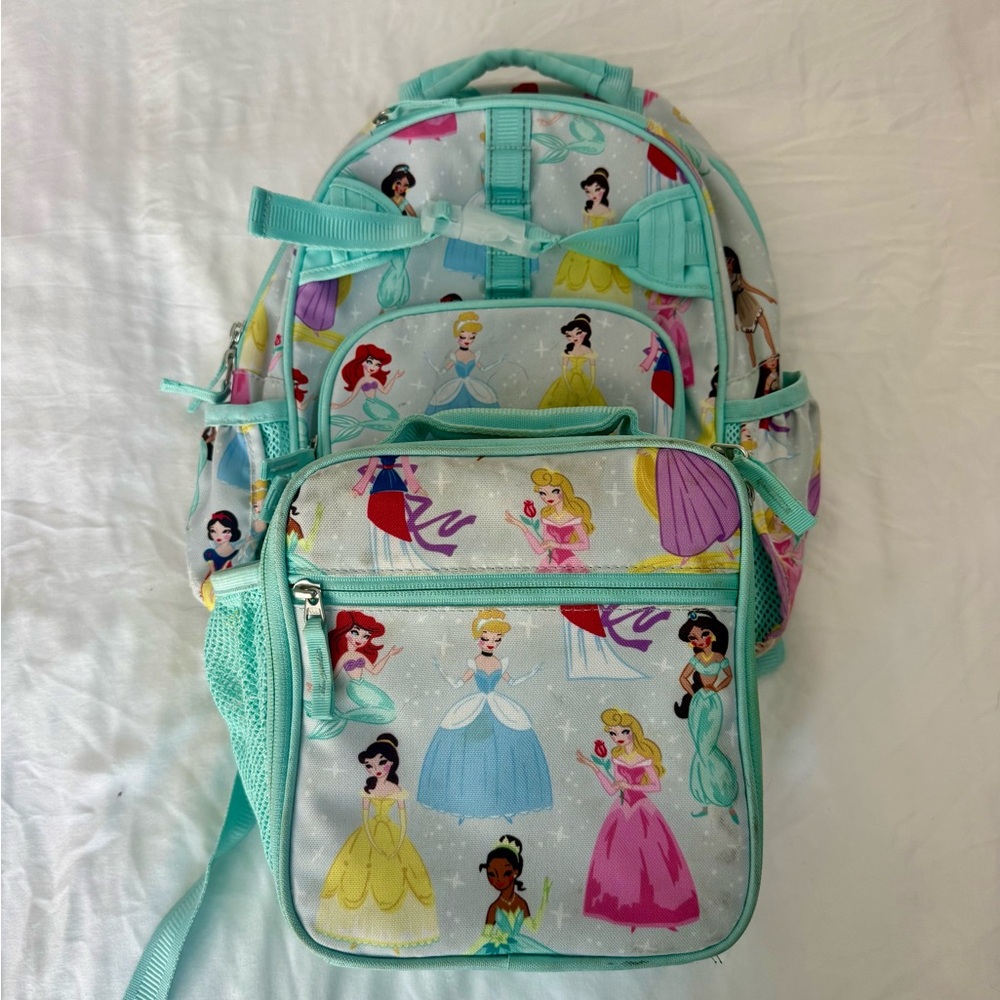 Pottery Barn Kids Mackenzie Aqua Disney Princess backpack and lunch box